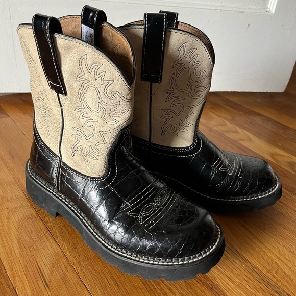 Ariat FATBABY Black Gator/Sand Boots Women’s Sz 8B - Picture 2 of 8